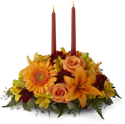 Bright Autumn Centerpiece from Richardson's Flowers in Medford, NJ